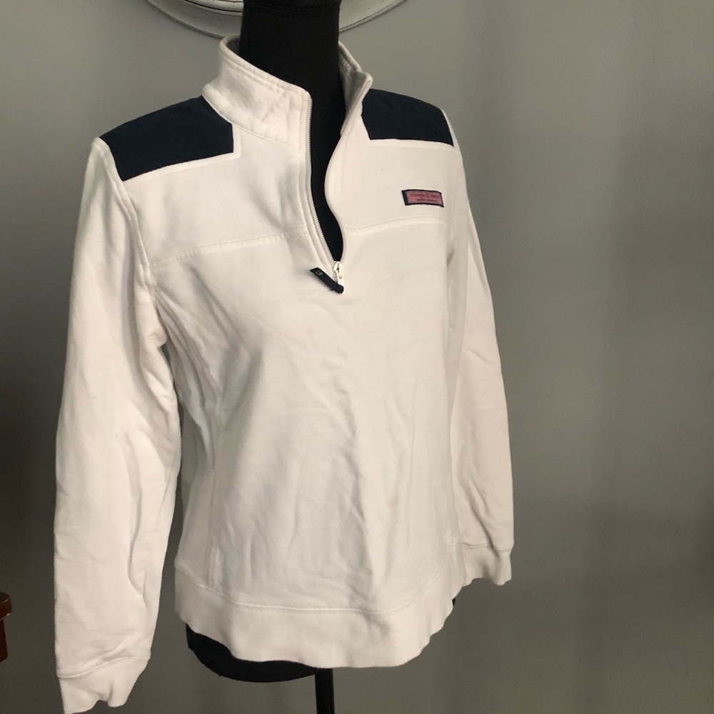 Vineyard Vines white/navy quarter zip pullover 🐳